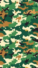 Green, Brown, and White Camouflage Pattern Seamless Texture