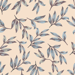 Tropical vintage red palm leaves floral seamless pattern blue background. Exotic jungle wallpaper.