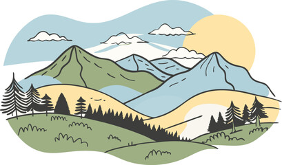 illustration of landscape with mountains