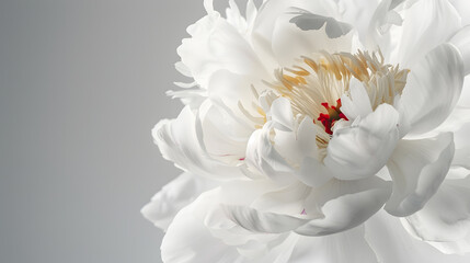 Obraz premium White peony flower isolated on a gray background : Generative AI