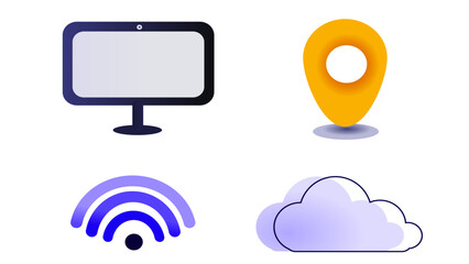 Four assorted cute and colorful illustration icons in an icon sheet