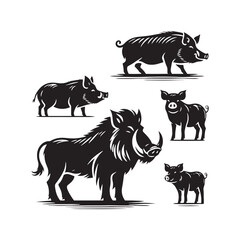Artistic boar silhouette for educational and commercial use - wildlife vector - boar black vector
