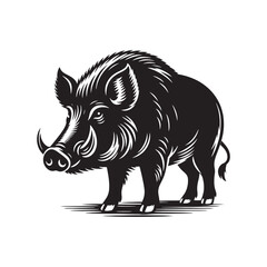 Elegant boar silhouette for various creative endeavors - boar illustration - minimallest boar vector
