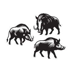 Modern boar silhouette for digital and print media - wildlife vector - boar black vector
