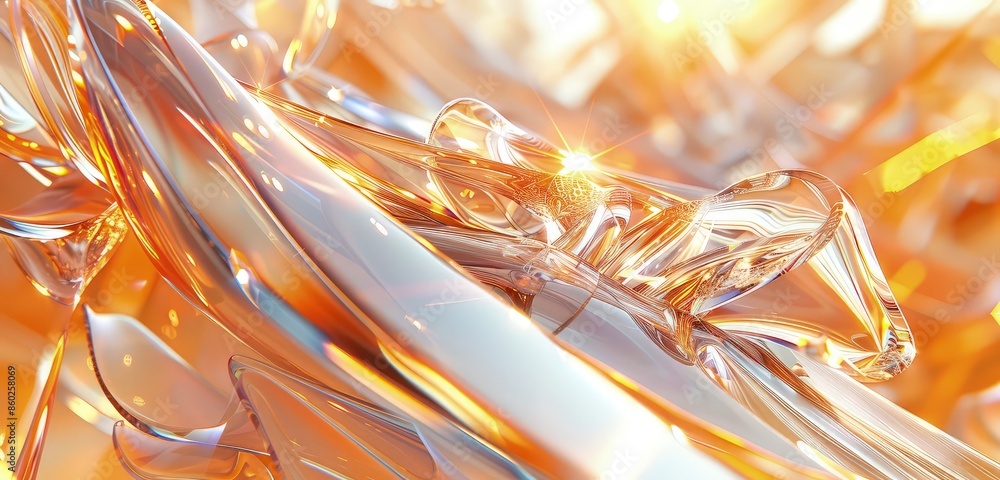 Aufkleber an elegant 3d rendered scene of abstract bright glass geometry, showcasing intricate designs and bea