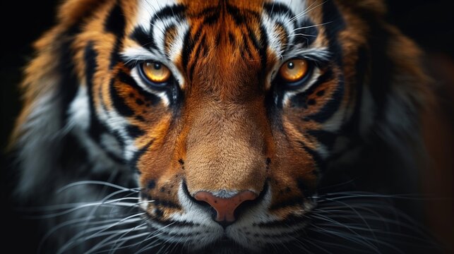 Intense Close-Up of a Tiger's Face with Fierce Eyes
 - Powered by Adobe