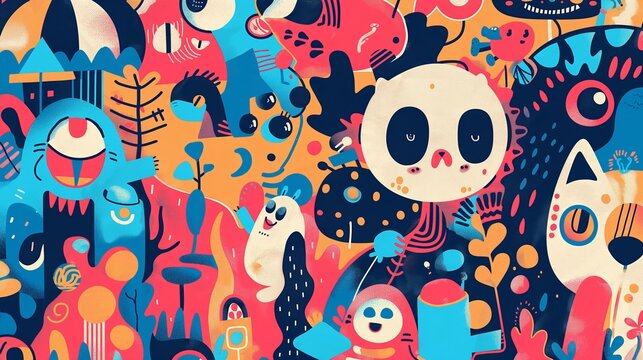 Colorful Whimsical Cartoon Character Wallpaper for Young Users