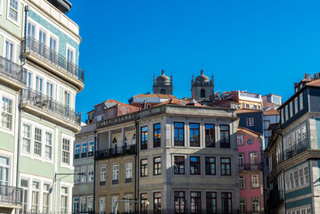 Fototapeta premium Facade of old classic buildings, Oporto, Portugal