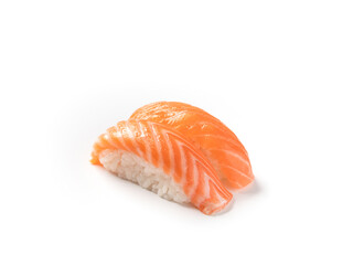 Japanese sushi with salmon on a white background