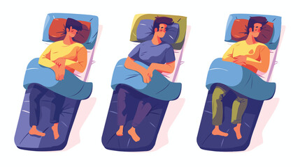 Man sleeping. Sleep position young person on bed 
