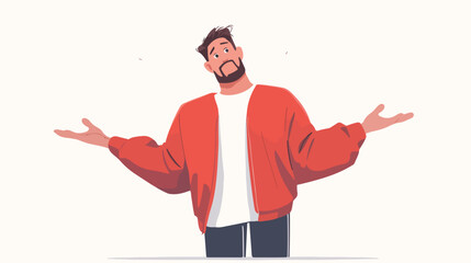 Man standing with open arms. flat vector style