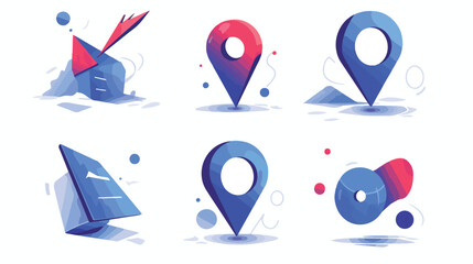 Map pointer 3d pin. Location symbols vector set 