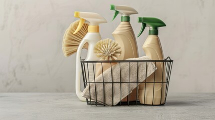 Fototapeta premium The cleaning supplies basket
