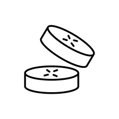 Eggplant slice outline icons, minimalist vector illustration ,simple transparent graphic element .Isolated on white background