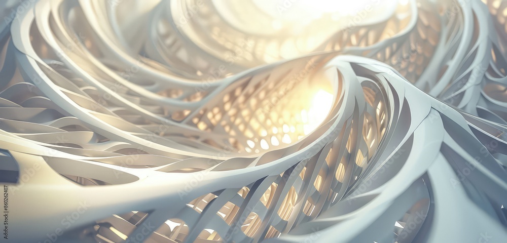 Poster An elegant 3D rendered scene of a wave pattern paper cut background, showcasing intricate designs and beautiful light interactions that create a sophisticated and dynamic background.