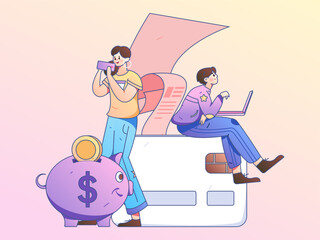 Internet financial management investment flat vector concept operation hand drawn illustration
