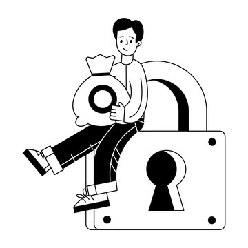 recommend clip art: Grab this outline mini illustration of payment protection 


