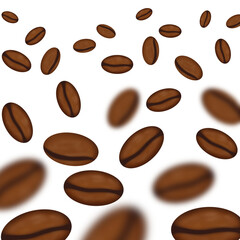 Falling coffee beans. Coffee beans. coffee grains. Coffee beans dark roast piles of coffee. Coffee Manufacture, Cafes and Restauraunts