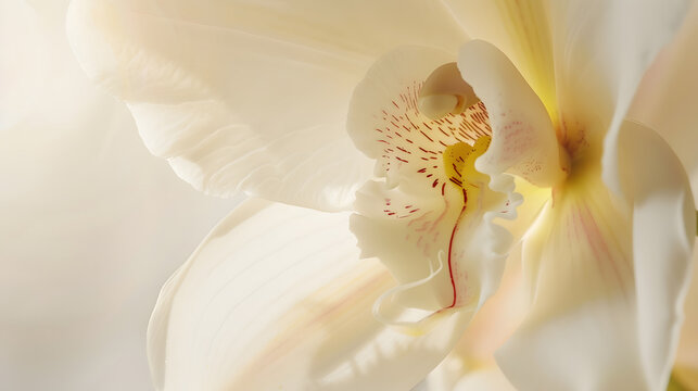 Vanilla orchid flower close up on white background : Generative AI