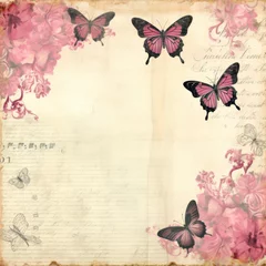 Sierkussen Grunge vlinders vintage floral paper with butterfly, design grunge. scrap booking backgrounds, wallpapers with butterfly.  vintage butterfly and plant frame card design with copy space.  © Diana
