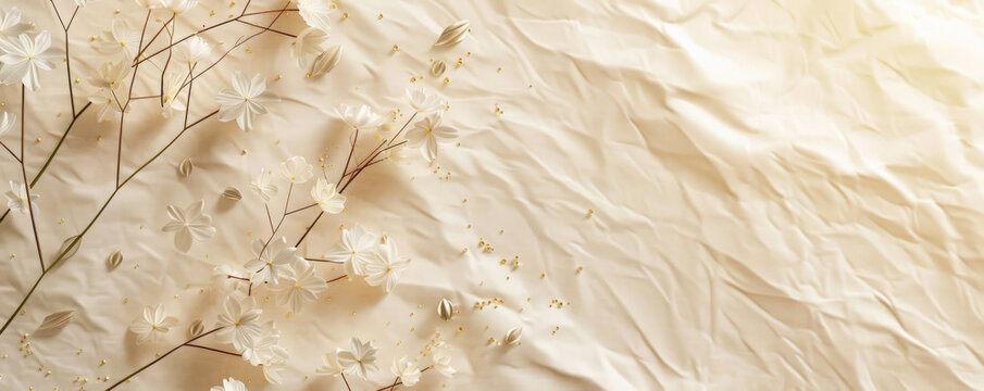 Elegant script wedding mockup card background with a soft, beige parchment texture and flowing calligraphy elements. Gold ink accents add a touch of sophistication.