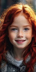 Obraz premium Redheads Day. red-haired people. a red-haired girl with freckles. red-haired children. The red-haired girl