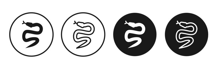 Snake vector icon set black filled and outlined style.