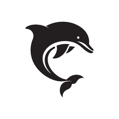 Detailed bottlenose dolphin silhouette for versatile projects - sea life vector - dolphin black vector
