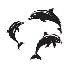Obraz premium Bottlenose dolphin silhouette for digital and print use - minimallest dolphin vector 