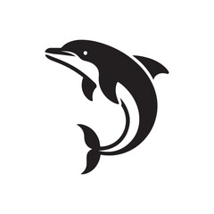 Bottlenose dolphin silhouette in a minimalist style - minimallest dolphin vector

