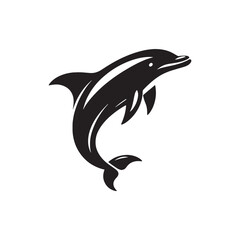 Bottlenose dolphin silhouette for creative and educational purposes - minimallest dolphin vector
