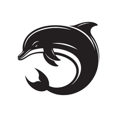 Clean bottlenose dolphin silhouette for print and digital media - sea life vector - dolphin black vector  © Vectorhub