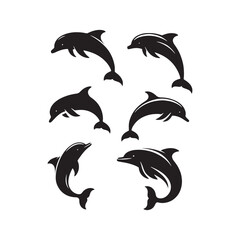 Bottlenose dolphin silhouette for versatile use in art - minimallest dolphin vector
