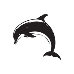 Minimalistic bottlenose dolphin silhouette for design work - sea life vector - dolphin black vector  © Vectorhub