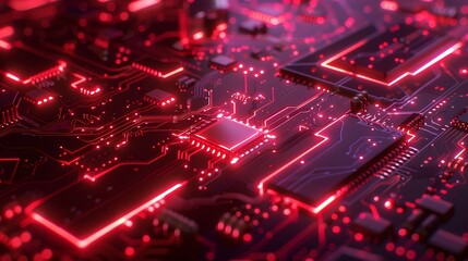 Obraz premium A glowing futuristic background of a motherboard chip
