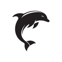Simplistic bottlenose dolphin silhouette for art projects - sea life vector - dolphin black vector
