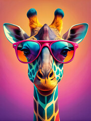 Funky Giraffe Sunglasses | Cool Animal Photos | Fun Giraffe Portraits | Stylish Wildlife Images | Quirky Sunglass-Wearing Giraffes