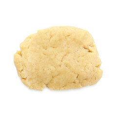 Making shortcrust pastry. Raw dough isolated on white, top view
