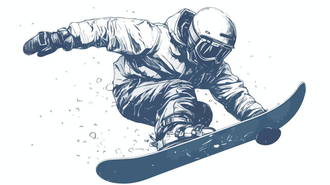 Man snowboarding. Drawn in chalk icon. flat vector style