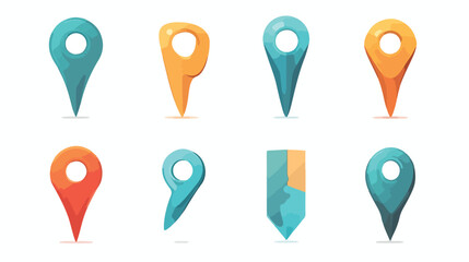 Map pointer 3d pin. Location symbols vector set 
