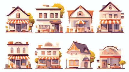 Modern fast food restaurant and shop buildings store