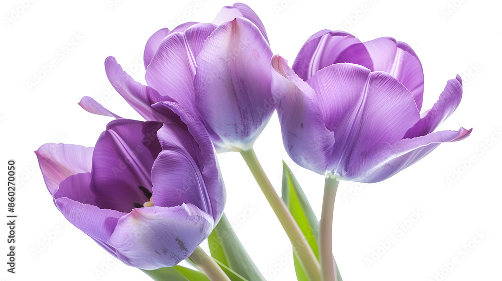Aufkleber bluepurple tulips flowers on a white isolated background with clipping path for design closeup natur
