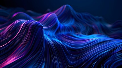 Vibrant digital waves undulating surface of the waves, rendered in vibrant shades of blue and purple, creates a sense of movement and fluidity.