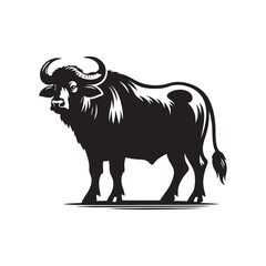 Simplified Buffalo silhouette in digital designs - Buffalo black vector
