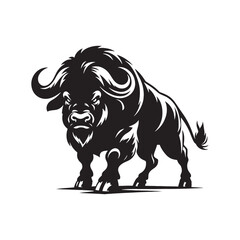 Captivating Buffalo silhouette for various artworks - Buffalo illustration - minimallest Buffalo vector
