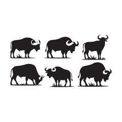 Simplified Buffalo silhouette for digital designs - Buffalo black vector
