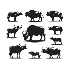Buffalo silhouette for contemporary art projects - Buffalo illustration - minimallest Buffalo vector
