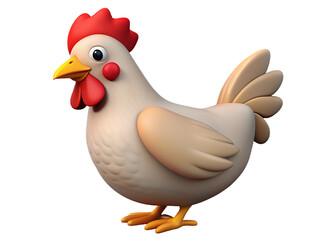 Naklejka premium hen and chicken on white background.