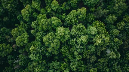 Fototapeta premium Lush Green Forest with Tall Trees and Abundant Greenery Showcasing Diverse Biodiversity in a Wilderness Setting. Tranquil Natural Habitat with Flourishing Flora and Fauna.