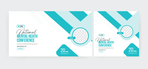 Mental Health webinar poster design great for social media post template. Modern and minimalist elegant mental health editable design. Vector illustration.